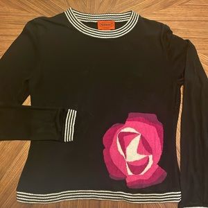 Missoni for Target black sweater with pink flower. Size medium.